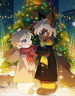 bunny cat christmas duo feline furry // 1595x2048 // 427KB